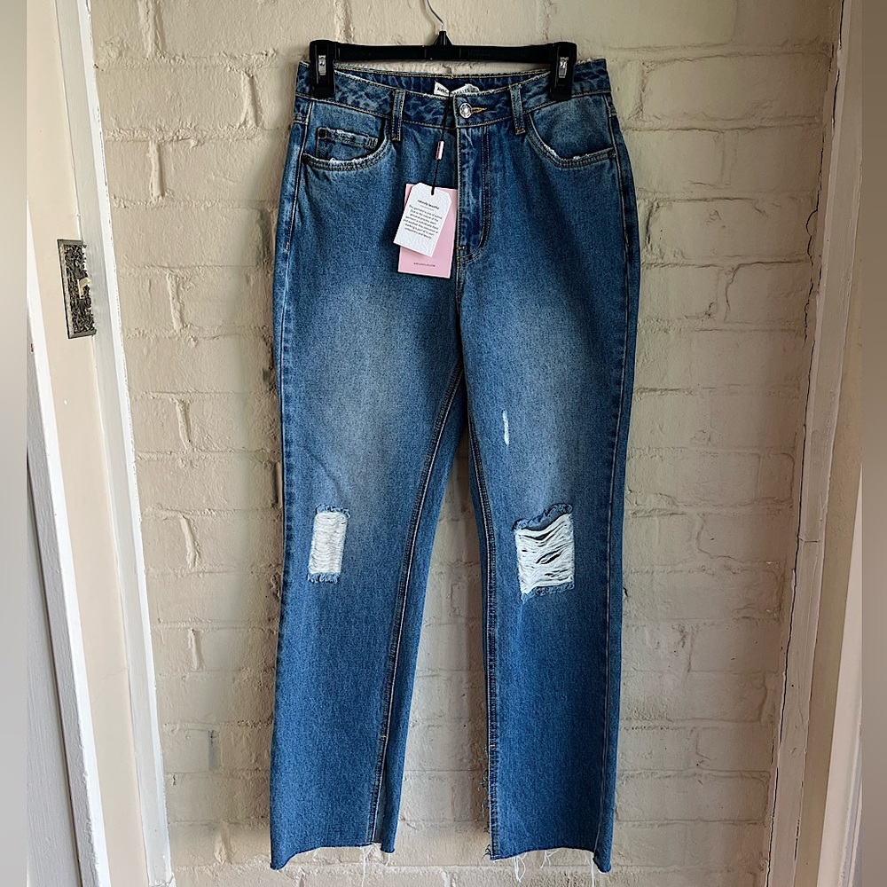 Anthropologie Avic Les Filles NWT size 27 distressed stretch denim jeans